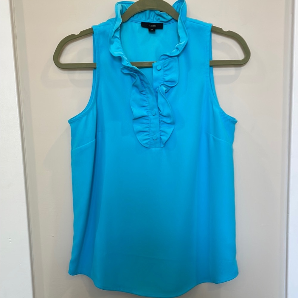 J. Crew Blue Ruffled Blouse